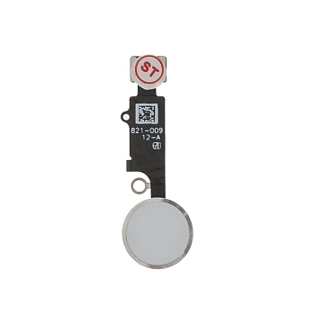 Кнопка HOME для телефона iPhone 7, 7 Plus, 8, 8 Plus, SE 2020 в сборе (белая) кант серебро (оригинал)