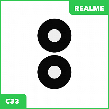 Стекло задней камеры для Realme C33 (RMX3624) (без рамки) (черный)