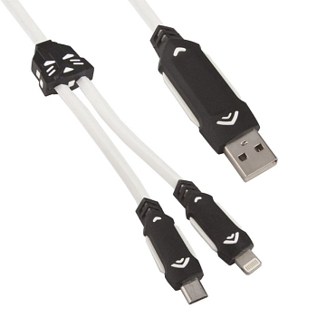 USB кабель 2 в 1 Робот Трансформер для Apple 8-pin, MicroUSB (белый, коробка)