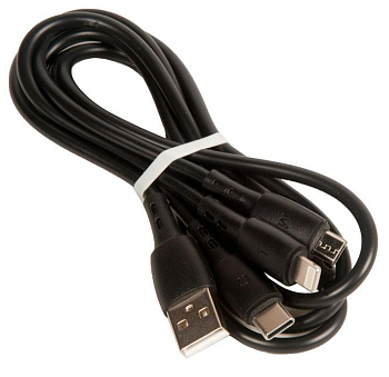 Кабель USB BOROFONE BX71 Shengda для Lightning, Micro USB, Type-C, 2.0A, длина 1м, черный