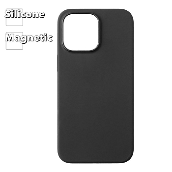 Силиконовый чехол для iPhone 14 Pro Max "Silicone Case" с магнитным кольцом (черный)