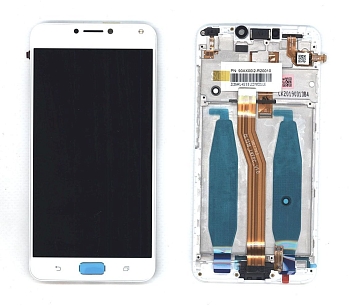 Модуль (матрица + тачскрин) для Asus ZenFone 4 Max (ZC554KL), белый, с рамкой